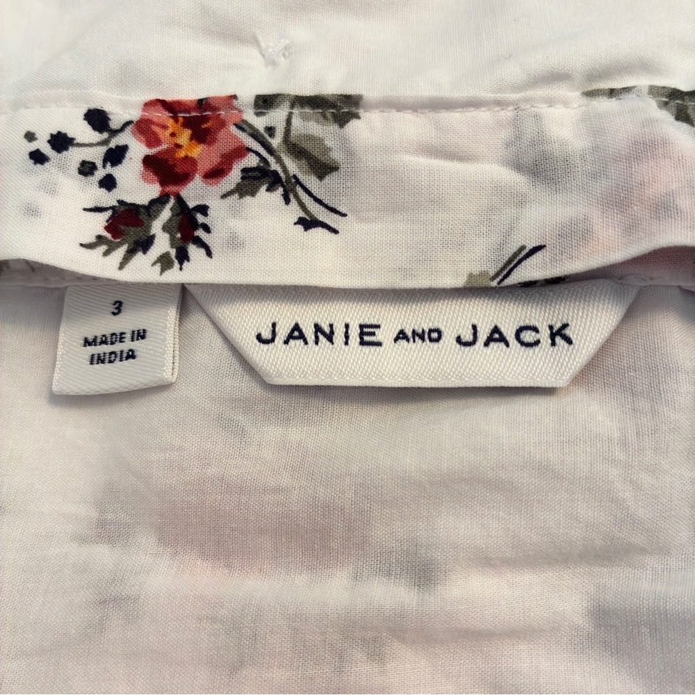 Janie and Jack Toddler Girl's Floral Flutter Sleeve Dress Jet Ivory Floral 3T - Picture 8 of 9